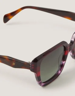 Acetate Tort Angled Square Sunglasses
