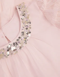 Alexandria Sequin Ruffle Tulle Swing Dress Pink