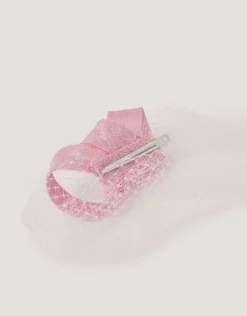 Alexia Twist Veil Fascinator Hair Slide Pink