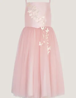 Alexis Appliqué Butterfly Tulle Dress Pink