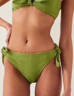 Alina Rib Tie-Side Bikini Bottom Green