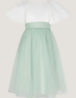 Angelica Bow Tulle Flower Girl Dress Green