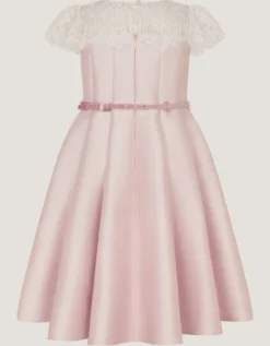 Angelina Lace Satin Party Dress Pink