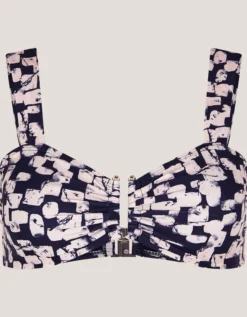 Ania Abstract Print Bikini Top Black