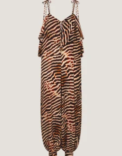 Annie Sleeveless Animal Print Jumpsuit Brown