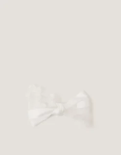 Appliqué Bow Hair Clip Ivory