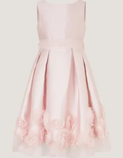 Appliqué Rose Party Dress Pink