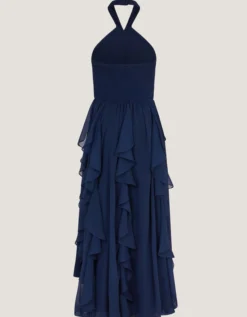 Arizona Halter Ruffle Prom Dress Blue