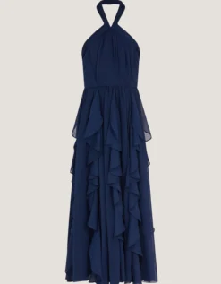 Arizona Halter Ruffle Prom Dress Blue