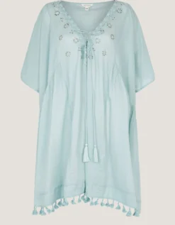 Astrid Tassel Embellished Mini Kaftan Blue