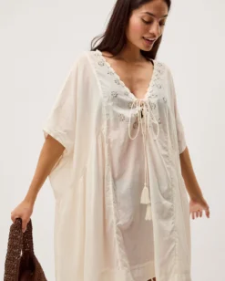 Astrid Tassel Embellished Mini Kaftan White