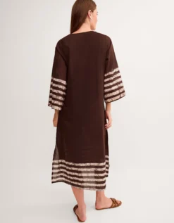 Aurora Printed Midi Beach Dress Brown