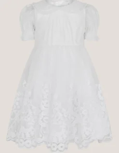 Baby Athena Floral Embroidered Dress White