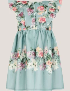 Baby Cassie Floral Print Ruffle Dress Green