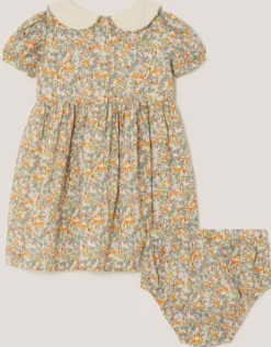 Baby Darcie Duck Smocked Dress & Knickers Set Yellow