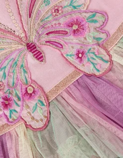Baby Embroidered Butterfly Disco Dress Pink