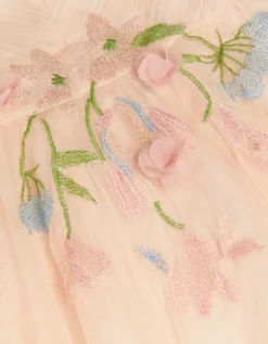 Baby Estella Floral Embroidered Party Dress Pink