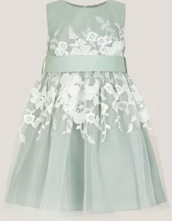 Baby Felicity Embroidered Floral Dress Green
