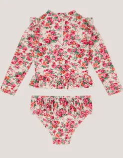 Baby Floral UPF50+ Rash Vest Swim Set Pink