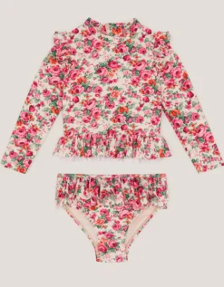 Baby Floral UPF50+ Rash Vest Swim Set Pink