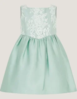 Baby Juno Lace Satin Dress Green