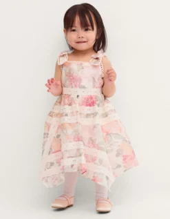 Baby Kelis Floral Broderie Trim Dress Pink