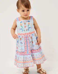 Baby Mermaid Print Dress Blue