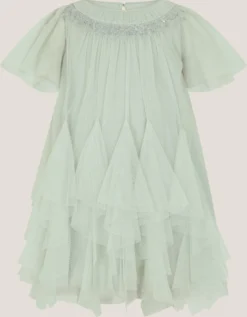Baby Nessa Sparkle Collar Waterfall Dress Green