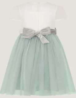 Baby Velvet Bow Party Dress Green
