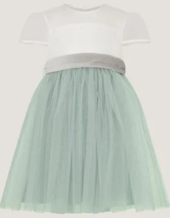 Baby Velvet Bow Party Dress Green