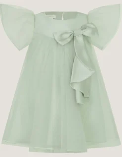 Baby Winnie Satin Bow Party Dress Green