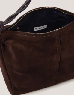 Beth Twist Handle Suede Bag