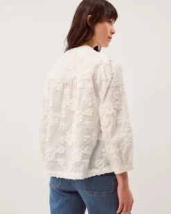 Blair Floral Embroidered Blouse White