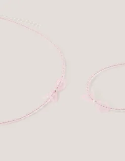 Bow Beaded Necklace & Bracelet Set
