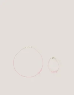 Bow Beaded Necklace & Bracelet Set