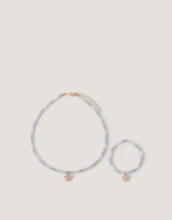 Bow Beaded Necklace & Bracelet Set