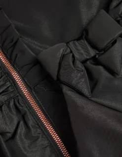 Bow Ruffle Shower Resistant Jacket Black