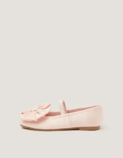 Bow Satin Ballet Flats Pink