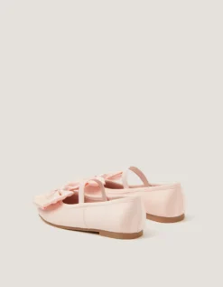 Bow Satin Ballet Flats Pink