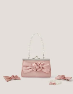 Bridesmaid Rosette Bag & Accessories Set Pink