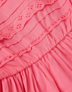 Broderie Tiered Dress Pink