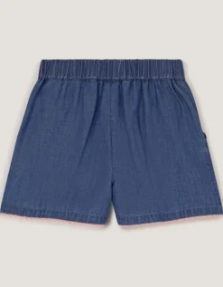 Butterfly Embroidered Pull On Shorts Blue