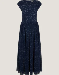 Caitie Polka Dot Maxi Dress Blue