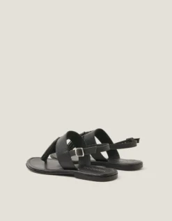 Cali Tassel Leather Sandals Black