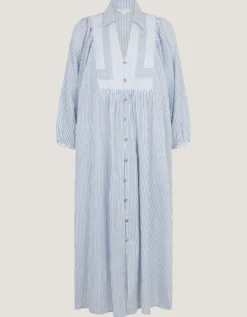 Callie Stripe Midi Shirt Dress Blue