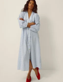 Callie Stripe Midi Shirt Dress Blue