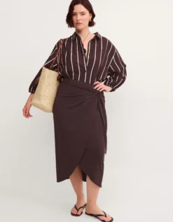 Callie Thorpe x Monsoon Jersey Sarong Skirt Brown