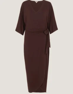Callie Thorpe x Monsoon Jersey Midi Wrap Dress Brown
