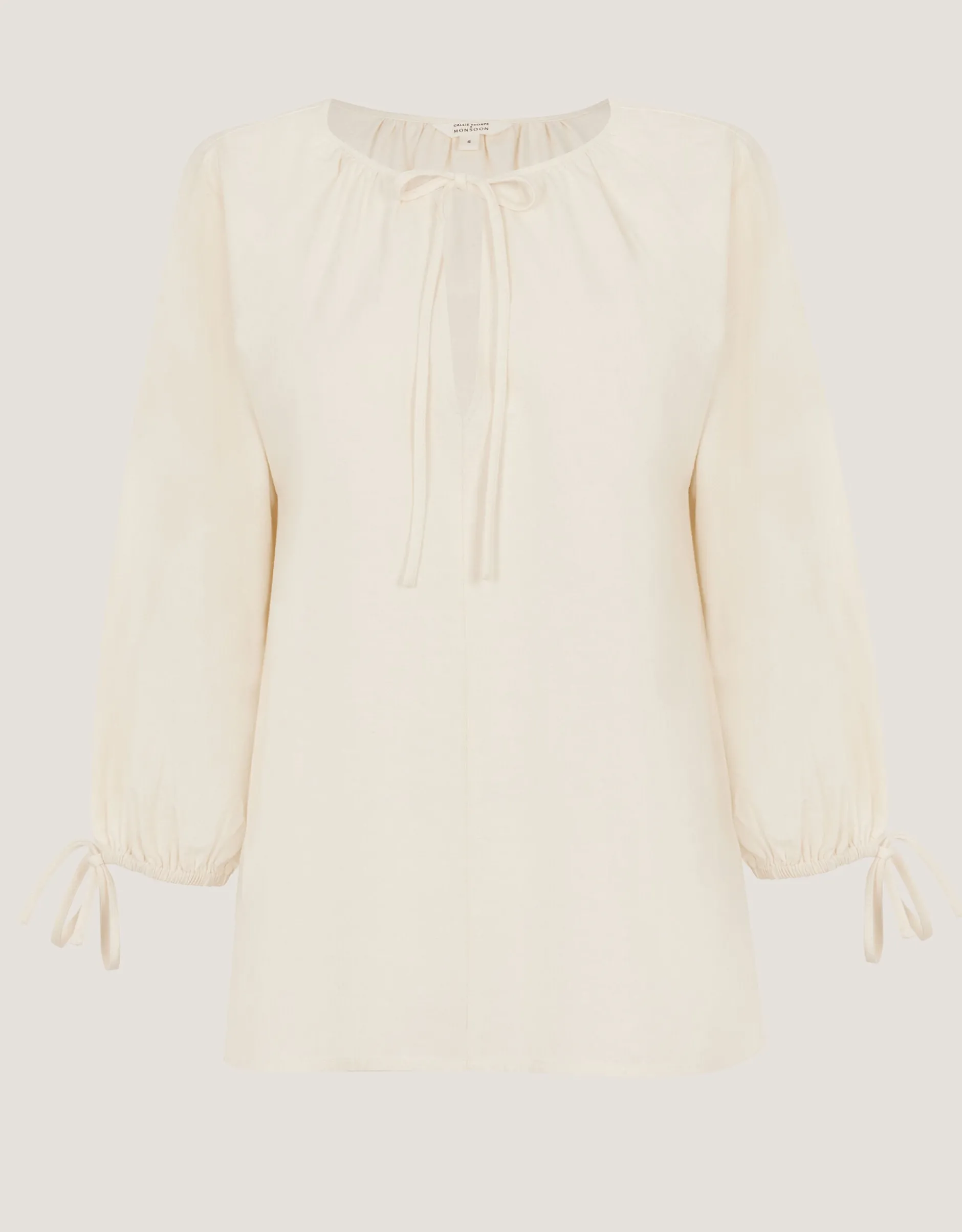 Callie Thorpe x Monsoon Tie Linen Blend Top Natural