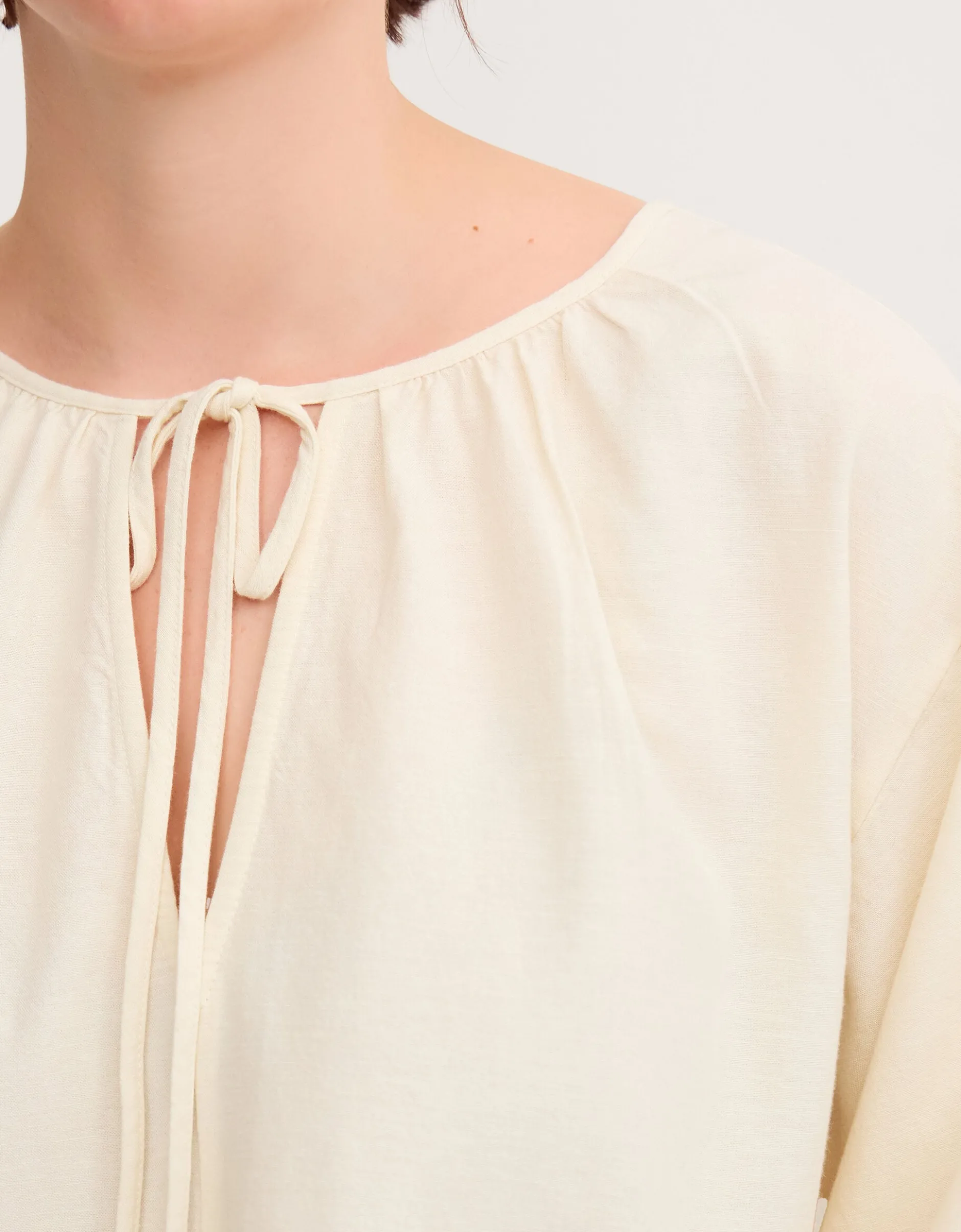Callie Thorpe x Monsoon Tie Linen Blend Top Natural